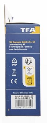 TFA Dostmann 60.1511.01 Wekker Zendergestuurd Zwart Fluorescerende Wijzers