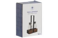 Peper- en Zoutvat Home ESPRIT Zwart Kristal Acacia 12 x 6 x 17,5 cm - thumbnail
