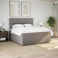 Boxspring met matras stof taupe 180x200 cm - thumbnail