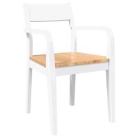 Eetkamerstoelen 2 st massief hout rubber wit - thumbnail