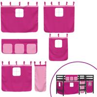 Kinderhoogslaper met gordijnen 80x200 cm grenenhout roze - thumbnail