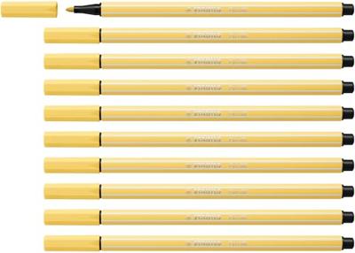Viltstift stabilo pen 68/23 m lichtgeel | 10 stuks