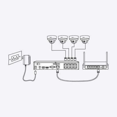 Reolink REOLINK - NVS8-8MD4 Videoüberwachungskit Kabelgebunden 8 Kanäle PS4KD01-8 NVS8-8MD4 IP-Bewakingscameraset LAN 8-kanaals Met 4 cameras 3840 x 2160 Pixel