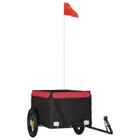 VidaXL Fietstrailer 30 kg ijzer zwart en rood - thumbnail