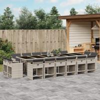 17-delige Tuinset met kussens poly rattan lichtgrijs - thumbnail