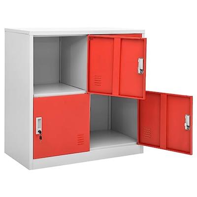 Lockerkast 90x45x92,5 cm staal lichtgrijs en rood