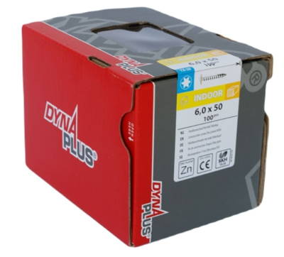 Dynaplus Houtbouwschroef Verzinkt Tellerkop Voldraad +Snijpunt Torx TX30 6.0X50 | 100 stuks - 0286.01.49901 Dynaplus Houtbouwschroef Verzinkt Tellerkop Voldraad +Snijpunt Torx TX30 6.0X50 | 100 stuks - 0286.01.49901