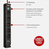 Brennenstuhl 1150660415 Stekkerdoos met schakelaar Zwart Randaarde stekker 1 stuk(s) - thumbnail