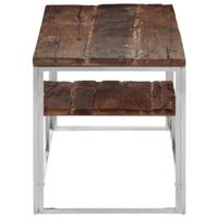 Salontafel roestvrij staal en massief bielshout zilverkleurig - thumbnail