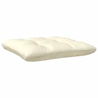 Tuinvoetenbank met crèmekleurig kussen massief grenenhout - thumbnail