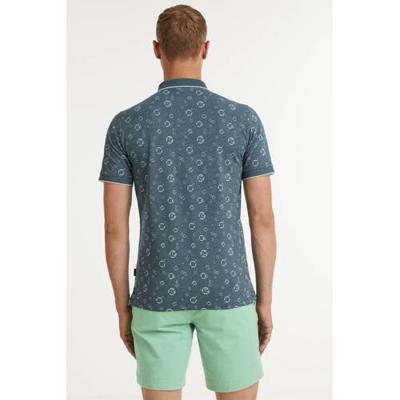 Kultivate regular fit polo met biologisch katoen grijs/blauw