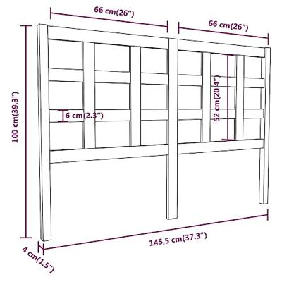 Hoofdbord 145,5x4x100 cm massief grenenhout - thumbnail