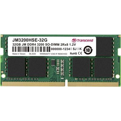 Transcend jm3200hse-32g jetram so-dimm, 32gb, ddr4, 3200 mhz, 2rx8, 2gx8, cl22, 1.2v
