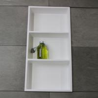 Luca Sanitair Inbouwnis 59.5X29.5X8 cm Met 3 Schappen - Solid Surface Mat Wit - thumbnail