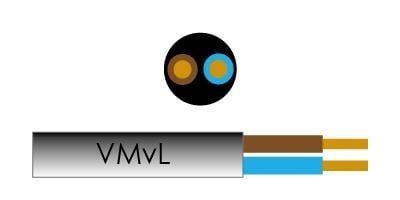 Enzo Kabel VMVS rond 2x0,75 qmm kleur zwart - 1227120 Enzo Kabel VMVS rond 2x0,75 qmm kleur zwart - 1227120