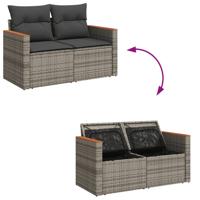 6-delige Loungeset met kussens poly rattan grijs - thumbnail