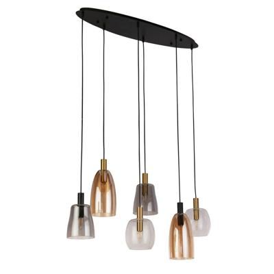 Searchlight 6-lichts hanglampDivine meerdere kleuren glas - 36463-6BK