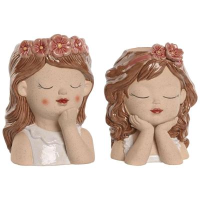 Grondlegger Home ESPRIT Wit Beige Roze Dolomite chica 12 x 14 x 18 cm (2 Stuks) Grondlegger Home ESPRIT Wit Beige Roze Dolomite chica 12 x 14 x 18 cm (2 Stuks)