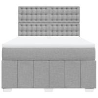 Boxspring met matras stof lichtgrijs 160x200 cm - thumbnail