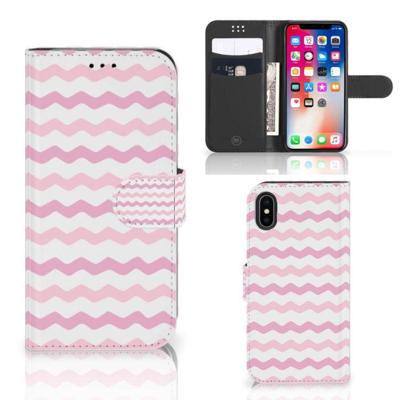Apple iPhone X | Xs | Telefoon Hoesje | Waves Roze | Portemonnee hoesje