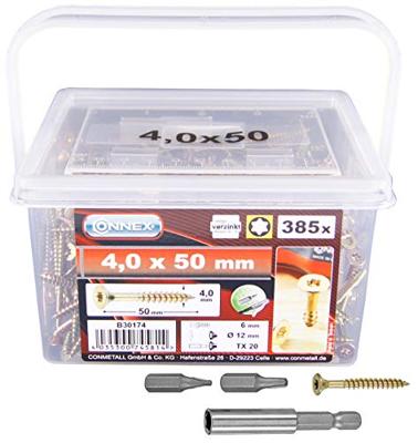 Connex Tx-Schroef 4.0X50 + Bit Box 385St - B30174 Connex Tx-Schroef 4.0X50 + Bit Box 385St - B30174