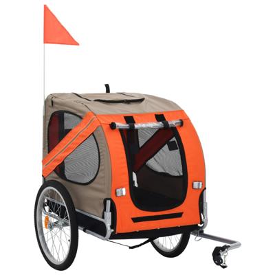 VidaXL Hondenfietstrailer oranje en grijs