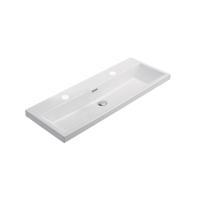 Wastafel Sanilux Compact Keramiek 100 cm 2 Kraangaten Wit - thumbnail