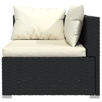 6-delige Loungeset met kussens poly rattan zwart - thumbnail