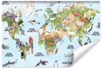 Fotobehang - Dieren rond de wereld II, Kinderkamer, premium print, inclusief behanglijm - thumbnail