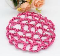20 stuks mooie diamanten Bun cover snood vrouwen haar netto ballet dans skaten hoofddeksel accessoires (magenta) - thumbnail