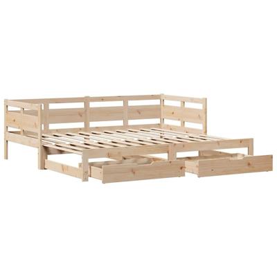 Slaapbank met onderschuifbed en lades zonder matras 80x200 cm