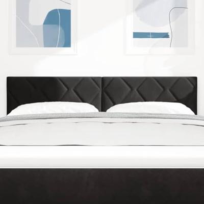 Hoofdbord Wandgemonteerd Geometrisch Zwart 160 cm Fluweel - thumbnail