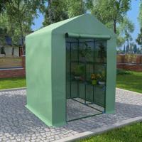 VidaXL Tuinkas met schappen 143x143x195 cm staal - thumbnail