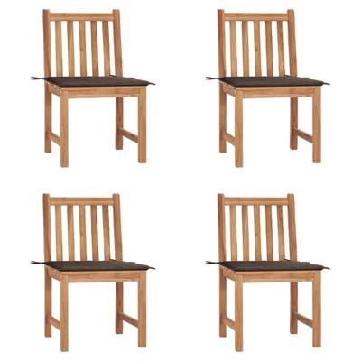 Tuinstoelen 4 st met kussens massief teakhout