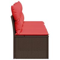 Tuinbank 3-zits met kussens poly rattan bruin - thumbnail