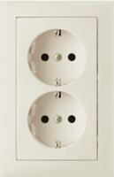Berker S1 wandcontactdoos met randaarde 2-voudig "compact" voor UK40 en H150 creme glanzend - thumbnail
