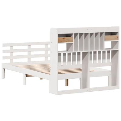 Bed met boekenkast zonder matras grenenhout wit 150x200 cm - thumbnail