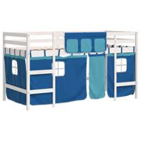 Kinderhoogslaper met gordijnen 80x200 cm grenenhout blauw - thumbnail
