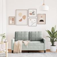 Tweezitsbank 120 cm fluweel lichtgrijs - thumbnail