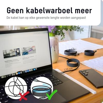 Ansmann 1700-0188 USB-kabel USB-A stekker, USB-C stekker, Apple Lightning stekker 120 cm Zwart Textielmantel