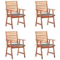 Tuinstoelen 4 st met kussens massief acaciahout - thumbnail