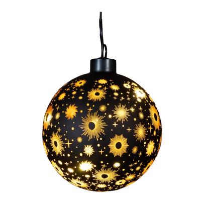 Anna's Collection LED kerstbal kosmos zwart met sterren Ø 12cm, warm wit