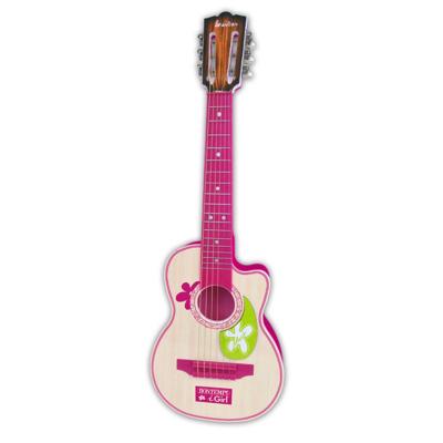 Bontempi - Pink Wooden Guitar with 6 strings, 70 cm (207071)