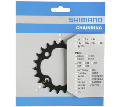 Shimano Kettingblad 22t alivio fc-m4000 3x9 64mm | zwart