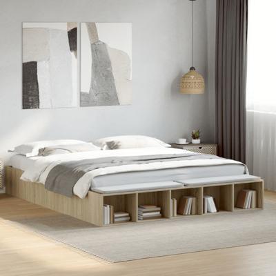 Bedframe bewerkt hout sonoma eikenkleurig 180x200 cm - thumbnail