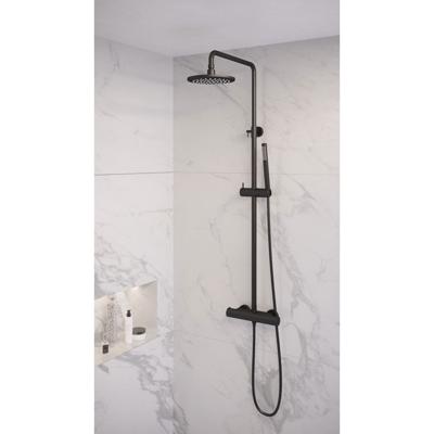 Opbouw thermostatische regendouche SET 01 met 20 cm douchekop - mat zwart