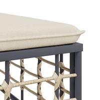 Tuinmiddenbank met beige kussens poly rattan - thumbnail
