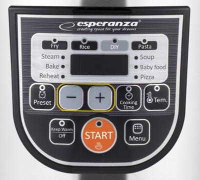 Esperanza EKG011 multi cooker 5 l 860 W Zwart, Roestvrijstaal