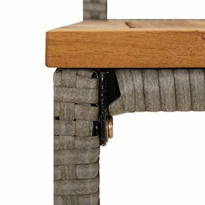 Barkrukken 2 st poly rattan en massief acaciahout grijs - thumbnail