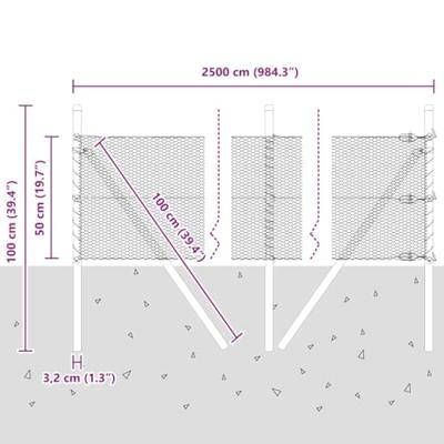 VidaXL Afrasteringspaal groen 25 x 0,5 m (13 mm gaas) staal